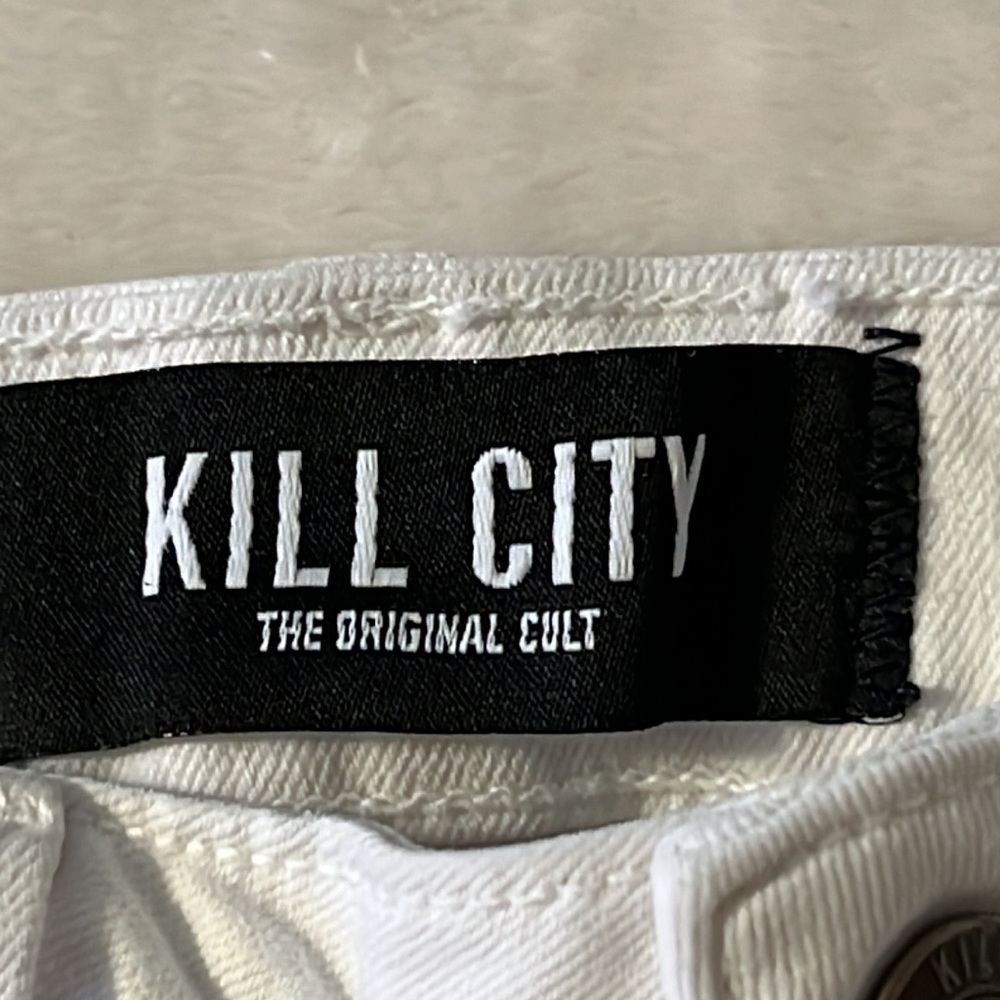 Kill City Women’s Cuffed White Denim Shorts Size XS - Picture 6 of 9